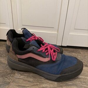Vans Men's Navy Blue Black Sneakers with Pink Accents